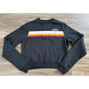 Hollister Sweatshirt Women XSmall Black Stripe Graphic Crew Neck Top